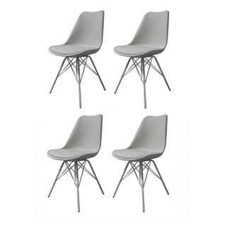 Lot De 4 Chaises Grises Design Avec Piètement En Métal - Tomy