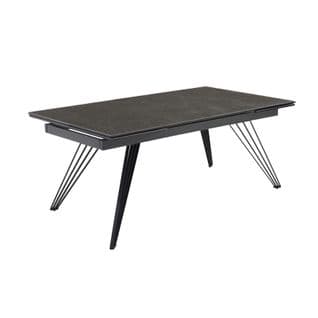 Table Extensible 160/240 Cm Céramique Gris Foncé Pieds Filaires - Utah 01