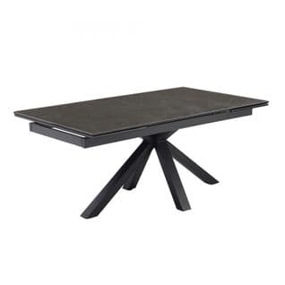 Table Extensible 160/240 Cm Céramique Gris Foncé Pied Croix - Utah 04