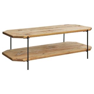 Table Basse En Bois Rustique Pieds Métal 120 Cm - Chalet