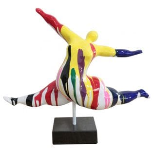 Statue Femme Sautant Avec Coulures Multicolores H46 Cm - Lady Drips