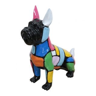 Sculpture Chien En Résine Peinture Multicolore H 46 Cm - Doggy Scott