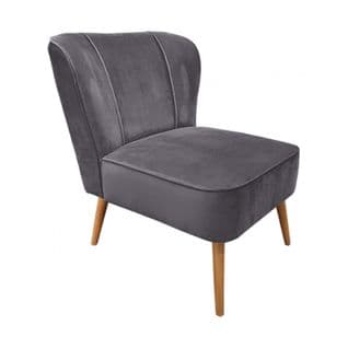 Petit Fauteuil Bas En Velours Gris Style Crapaud - Karla