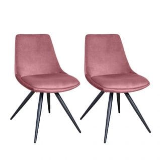 Lot De 2 Chaises En Velours Rose - Louna