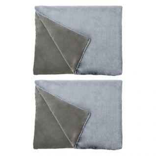 Lot De 2 Plaids Ultra Doux En Fausse Fourrure Gris 130x170 Cm - Levy