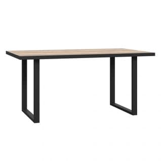 Table Fixe 160 Cm Décor Bois Et Piètement Luge Métal Noir - Celia