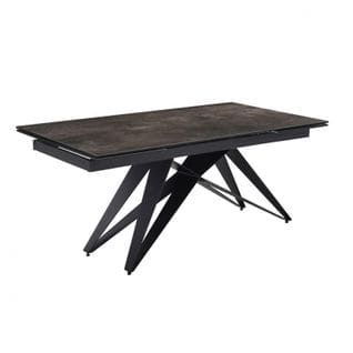 Table Extensible 160/240 Cm Céramique Gris Vieilli Pied Géométrique - Maine 03