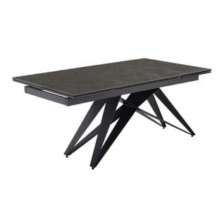 Table Extensible 160/240 Cm Céramique Gris Foncé Pied Géométrique - Utah 03