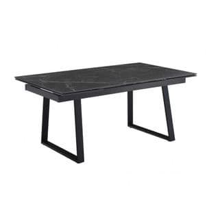 Table Extensible 160/240 Cm Céramique Noir Marbré Pied Luge - Indiana 02