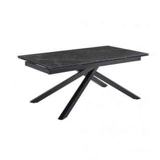 Table Extensible 160/240 Cm Céramique Noir Marbré Pied Torsadé - Indiana 05