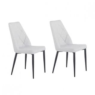 Lot De 2 Chaises En Tissu Gris Clair Et Pieds Métal Noir - Rita