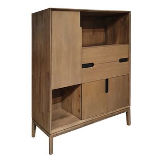 Meuble De Rangement Bois Design 2 Tiroirs Et Placards - Kassia