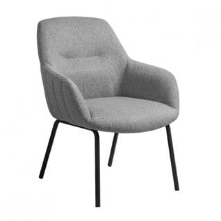 Fauteuil En Tissu Gris Chiné Avec Pieds En Métal Noir - Must