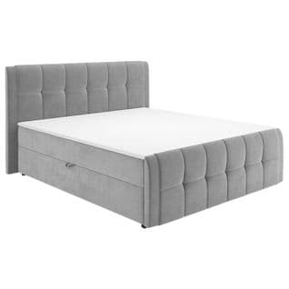 Lit Boxspring 160x200 Cm Velours Gris 2 Rangements - Riven