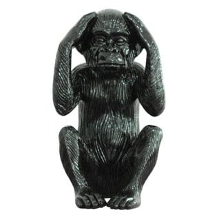 Statue Singe Noir Laqué Avec Mains Sur Les Oreilles H40 Cm - Rafiki