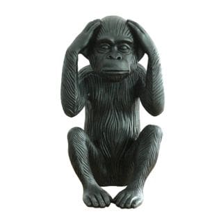 Statue Singe Noir Mat Avec Mains Sur Les Oreilles H40 Cm - Rafiki