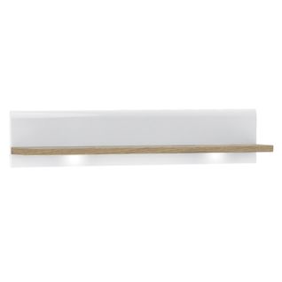 Étagère Murale 140 Cm Blanc Laqué Et Décor Chêne Avec LED - Alexiane