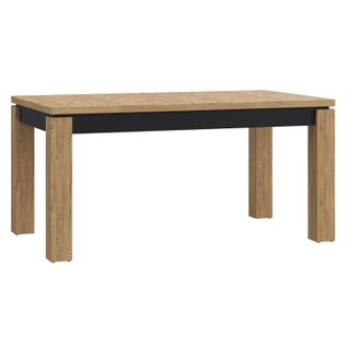 Table De Repas Extensible 160 à 206 Cm Décor Chêne Et Noir Mat - Farm