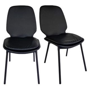 Lot De 2 Chaises En Simili Noir Pieds Métal Noir - Ruzan