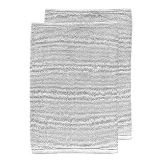 Lot De 2 Tapis De Salle De Bain 40 X 60 Cm En Coton Blanc - Peppo