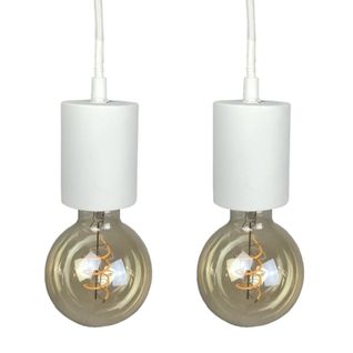 Lot De 2 Suspensions Lumineuses En Béton Blanc - Calo 5225