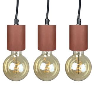 Lot De 3 Suspensions Lumineuses En Béton Rouge - Calo 5164