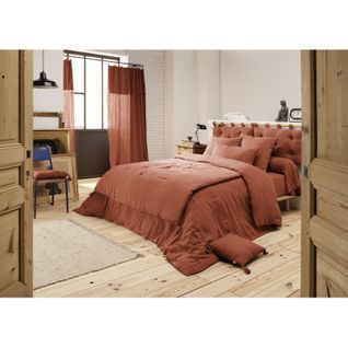 Housse De Couette Gaze De Coton Double 240 X 260 Cm Terracotta - Pepa 4