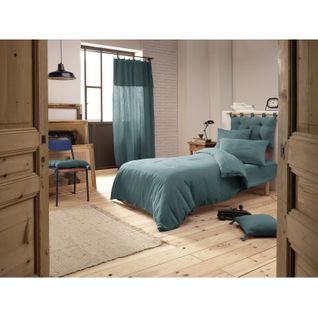 Housse De Couette Gaze De Coton Double 140 X 200 Cm Bleu Canard - Pepa 1