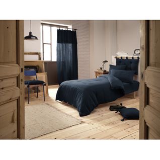 Housse De Couette Gaze De Coton Double 140 X 200 Cm Bleu Nuit - Pepa 1