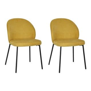 Lot De 2 Chaises En Tissu Jaune Pieds Minimalistes Métal Noir - Blair