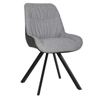 Chaise Pivotante 180° Tissu Gris Et Microfibre Pieds Métal - Jaden