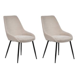 Lot De 2 Chaises En Tissu Beige Et Pieds Fins En Métal Noir - Jazzy 2