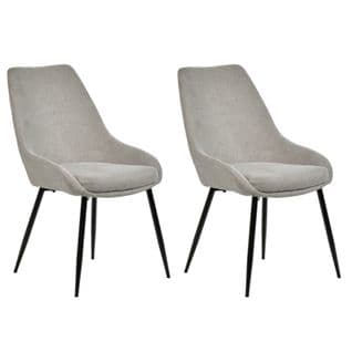 Lot De 2 Chaises En Tissu Gris Et Pieds Fins En Métal Noir - Jazzy 2