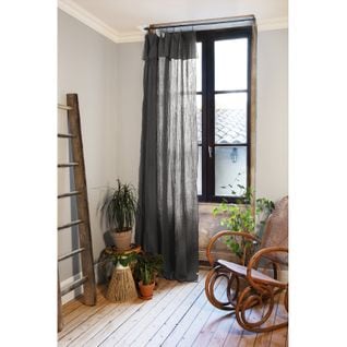 Rideau Ajustable 140 X 300 Cm En Double Gaze De Coton Gris - Pepa