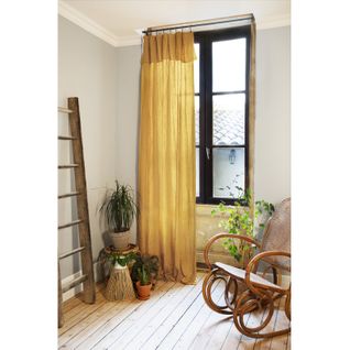 Rideau Ajustable 140 X 300 Cm En Double Gaze De Coton Jaune - Pepa