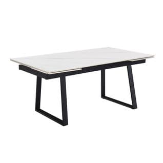 Table Extensible 180/260 Cm Céramique Blanc Marbré Pieds Luge - Nevada 02