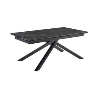 Table Extensible 180/260 Cm Céramique Noir Marbré Pied Torsadé - Indiana 05