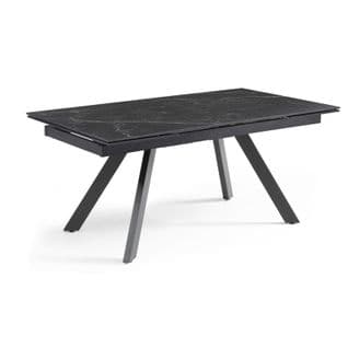 Table Extensible 180/260 Cm Céramique Noir Marbré Pieds Inclinés - Indiana 08