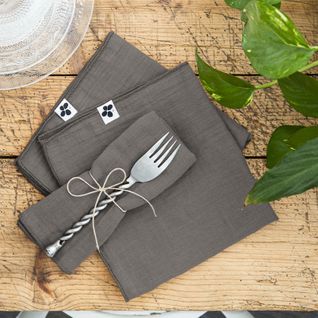 Lot De 6 Serviettes 40 X 40 Cm En Double Gaze De Coton Gris - Pepa