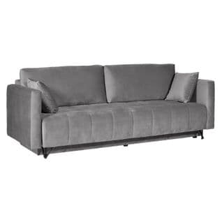 Canapé Convertible L. 220 Cm En Velours Gris Capitonné - Kiara