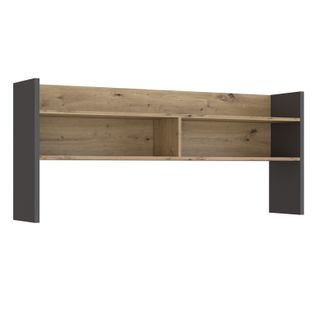 Surmeuble De Bureau 140 Cm Décor Bois De Chêne Et Gris Foncé - Odyssée