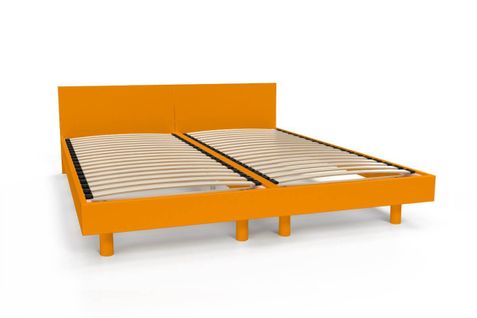 Lit Twin Bois Massif, Couleur: Orange, Dimensions: 90x200