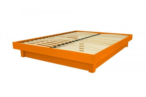 Lit Plateforme Bois Massif Pas Cher, Couleur: Orange, Dimensions: 140x200