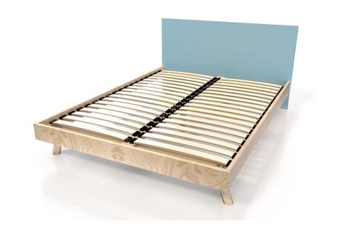 Lit Viking Style Scandinave Bois 2 Places, Couleur: Vernis Naturel/bleu Pastel, Dimensions: 140x190