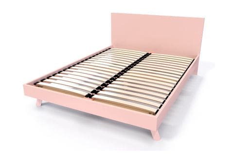 Lit Viking Style Scandinave Bois 2 Places, Couleur: Rose Pastel, Dimensions: 160x200