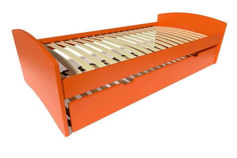 Lit Gigogne Happy Pin Massif, Couleur: Orange, Dimensions: 80x190