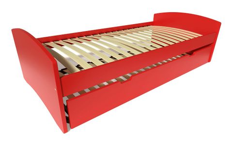 Lit Gigogne Happy Pin Massif, Couleur: Rouge, Dimensions: 80x190