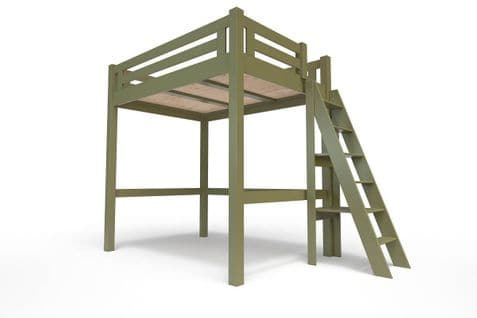 Lit Mezzanine Alpage Bois + Échelle Hauteur Réglable, Couleur: Taupe, Dimensions: 120x200