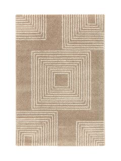 Tapis Salon, Chambre Beige À Poils Longs Doux Motifs Géométrique 100x150 Cm