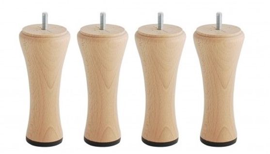 Jeu De Pieds De Lit Diabolo En Bois Vernis Hauteur 10 Cm (lot De 4)